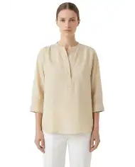 SUN 68 BLUSA HENLEY LINEN BEIGE