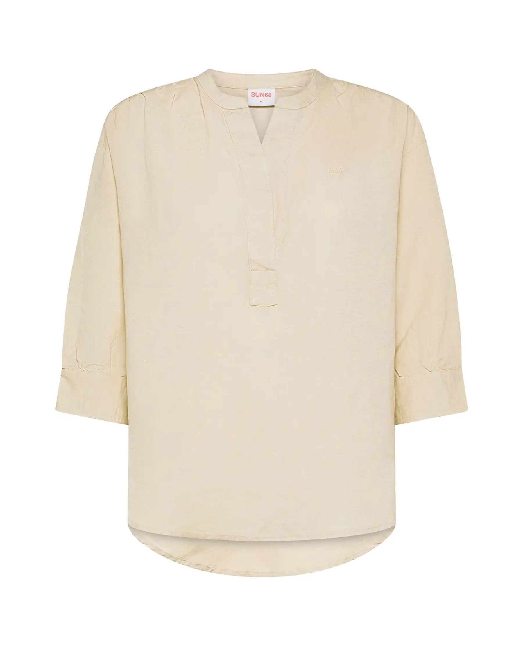 SUN 68 BLUSA HENLEY LINEN BEIGE