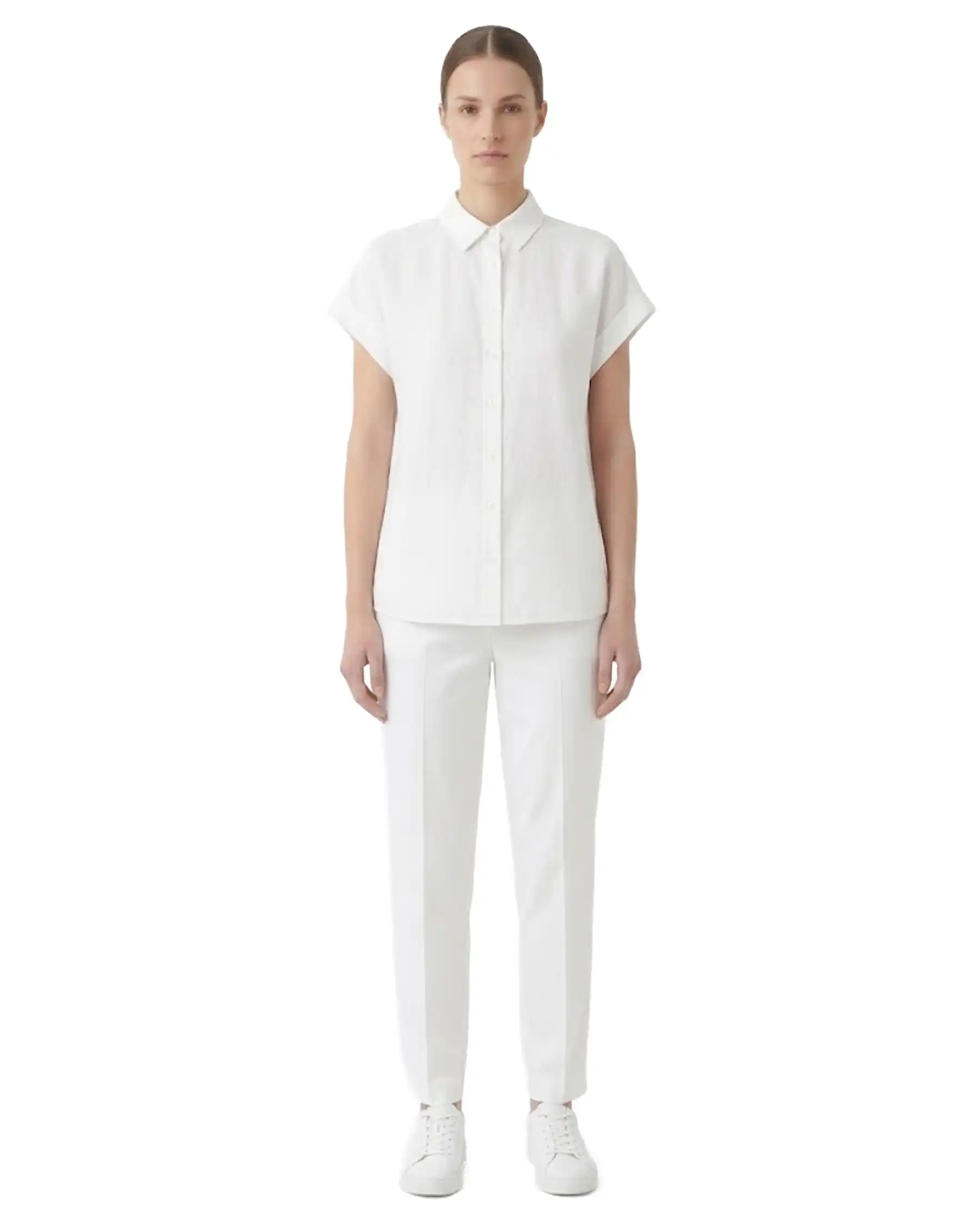 SUN 68 CAMICIA A MANICHE CORTE SLEEVES PANNA