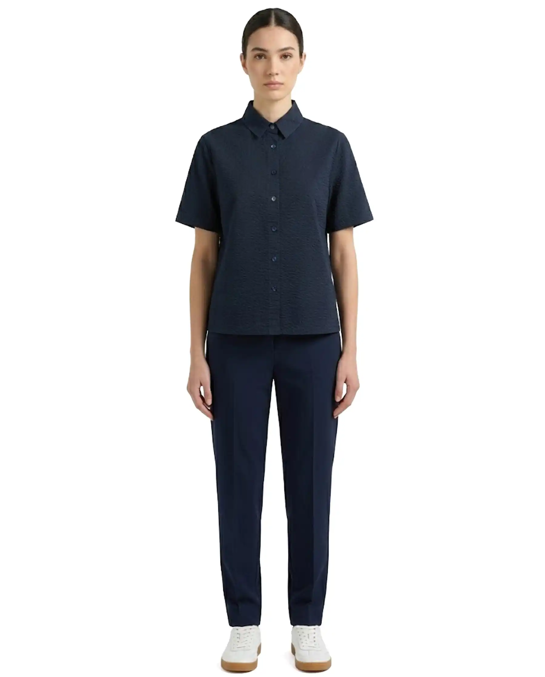 SUN 68 CAMICIA BOWLING SEERSUCKER BLU