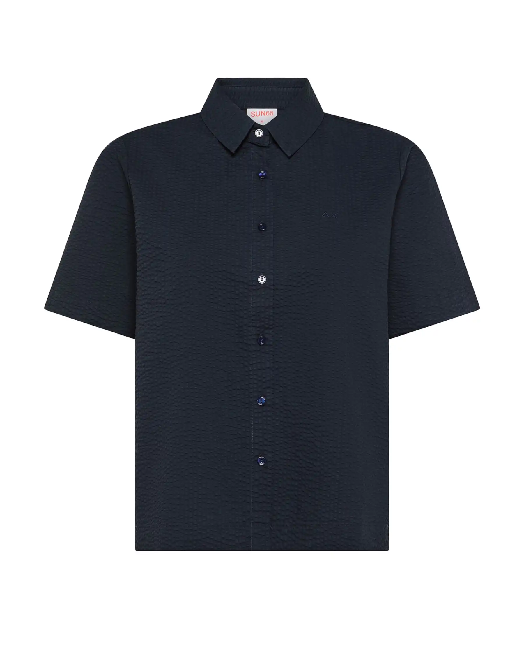 SUN 68 CAMICIA BOWLING SEERSUCKER BLU