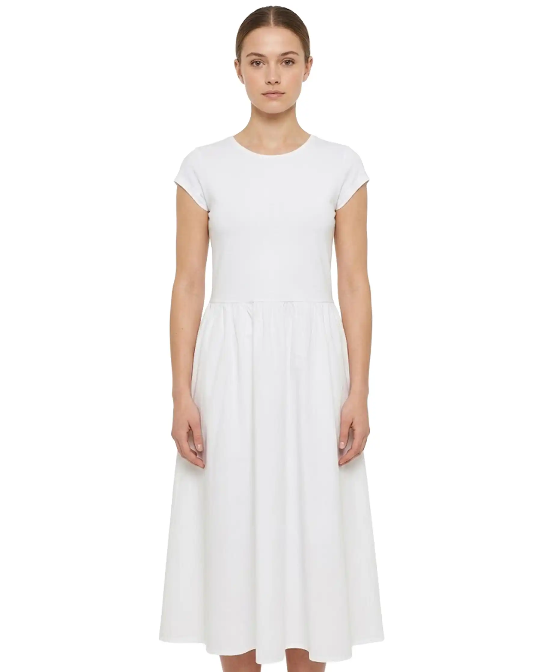 SUN 68 ABITO LUNGO MIXED FABRIC BIANCO