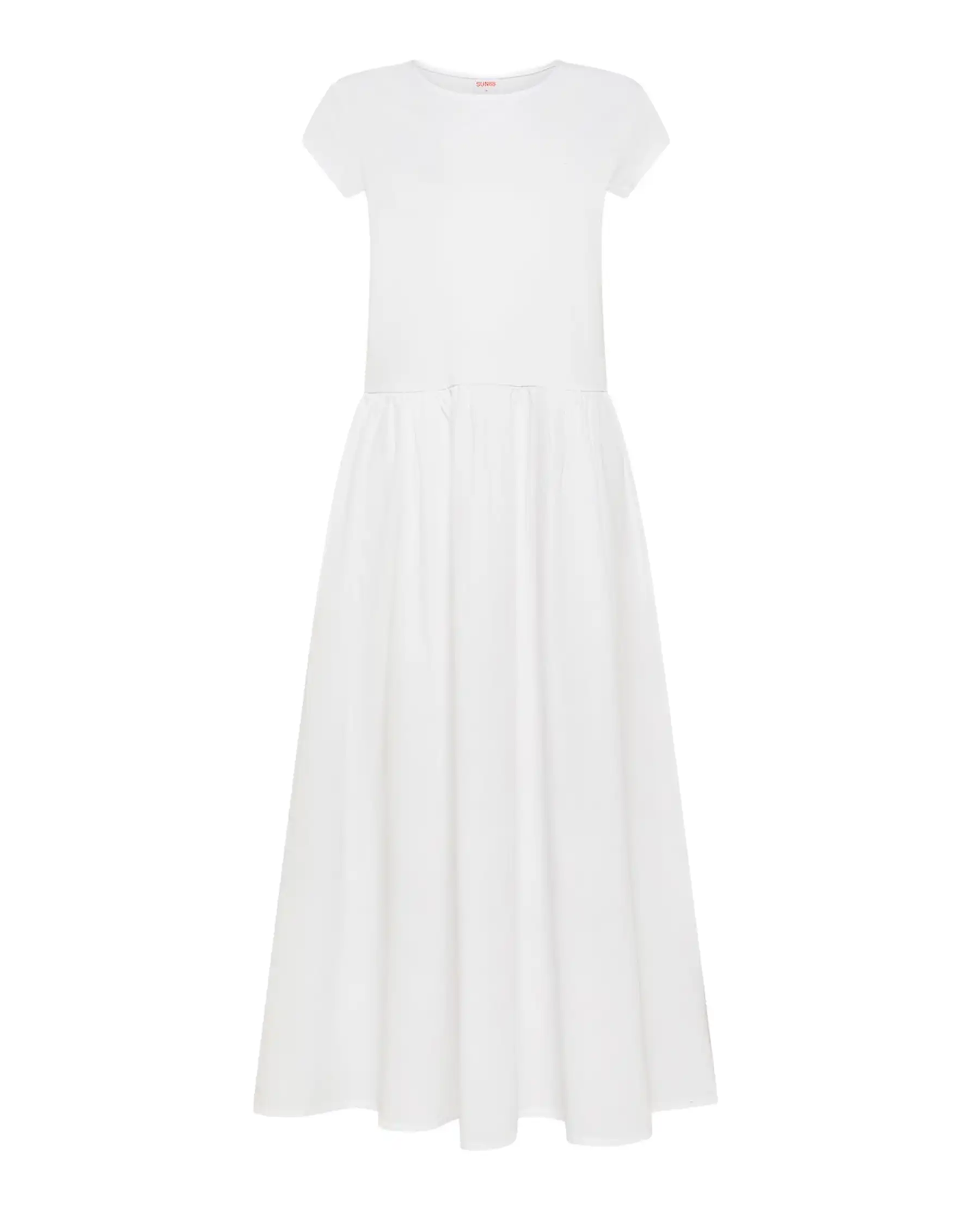 SUN 68 ABITO LUNGO MIXED FABRIC BIANCO