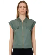 LIU JO GILET JERSEY VERDE MILITARE