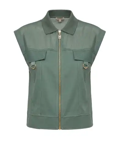 LIU JO GILET JERSEY VERDE MILITARE