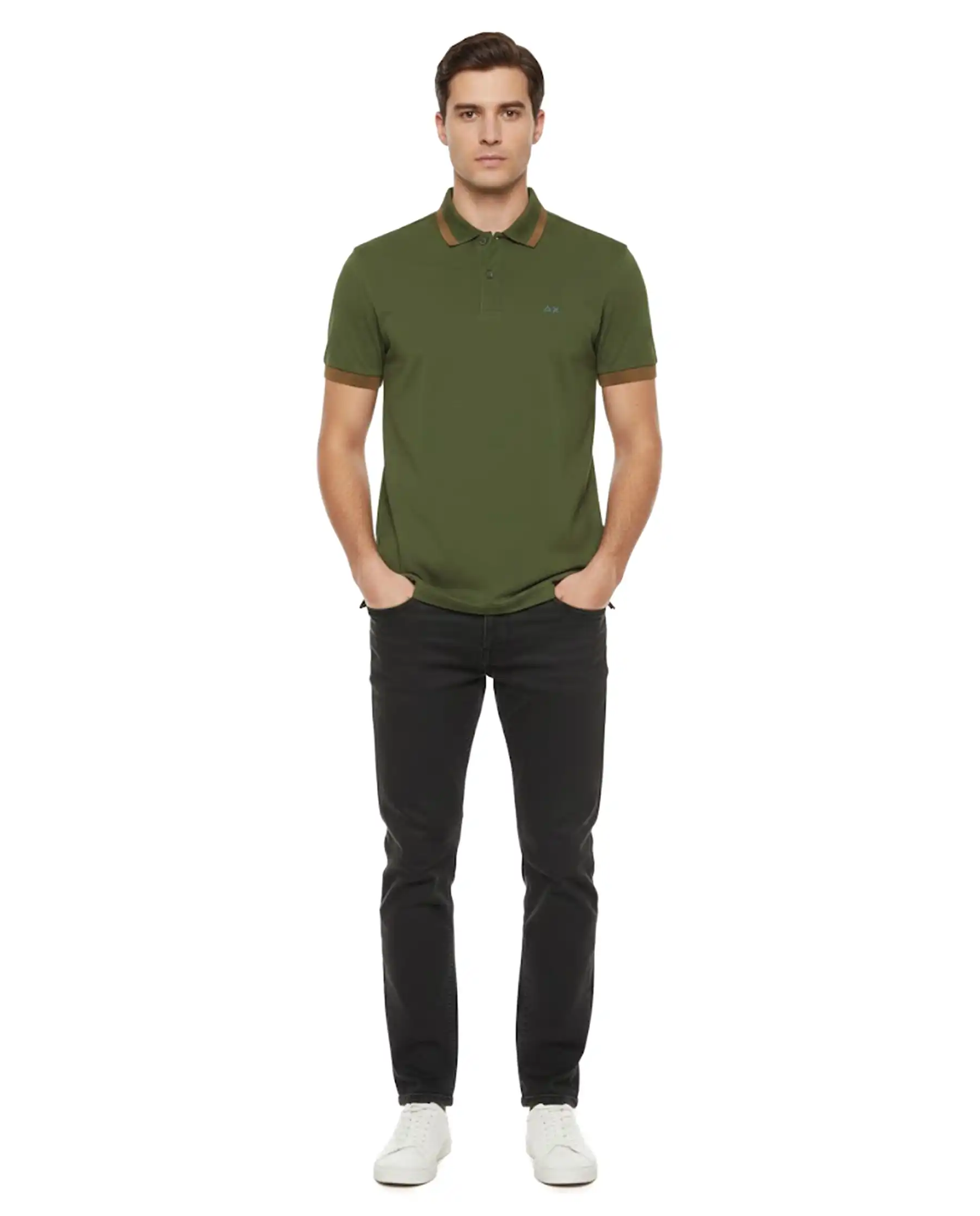 SUN 68 POLO BIG STRIPE VERDE MILITARE