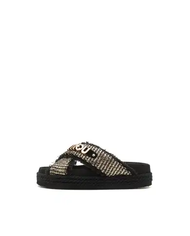 MOU CIABATTINE CRISS-CROSS NERO