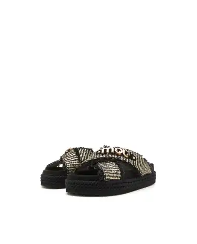 MOU CIABATTINE CRISS-CROSS NERO