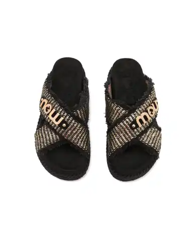 MOU CIABATTINE CRISS-CROSS NERO
