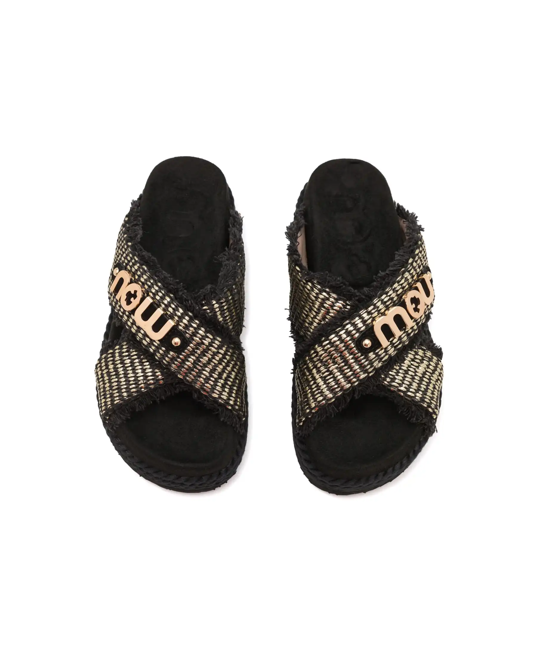 MOU CIABATTINE CRISS-CROSS NERO