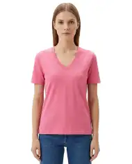 SUN 68 T-SHIRT V NECK PIQUET FUCSIA
