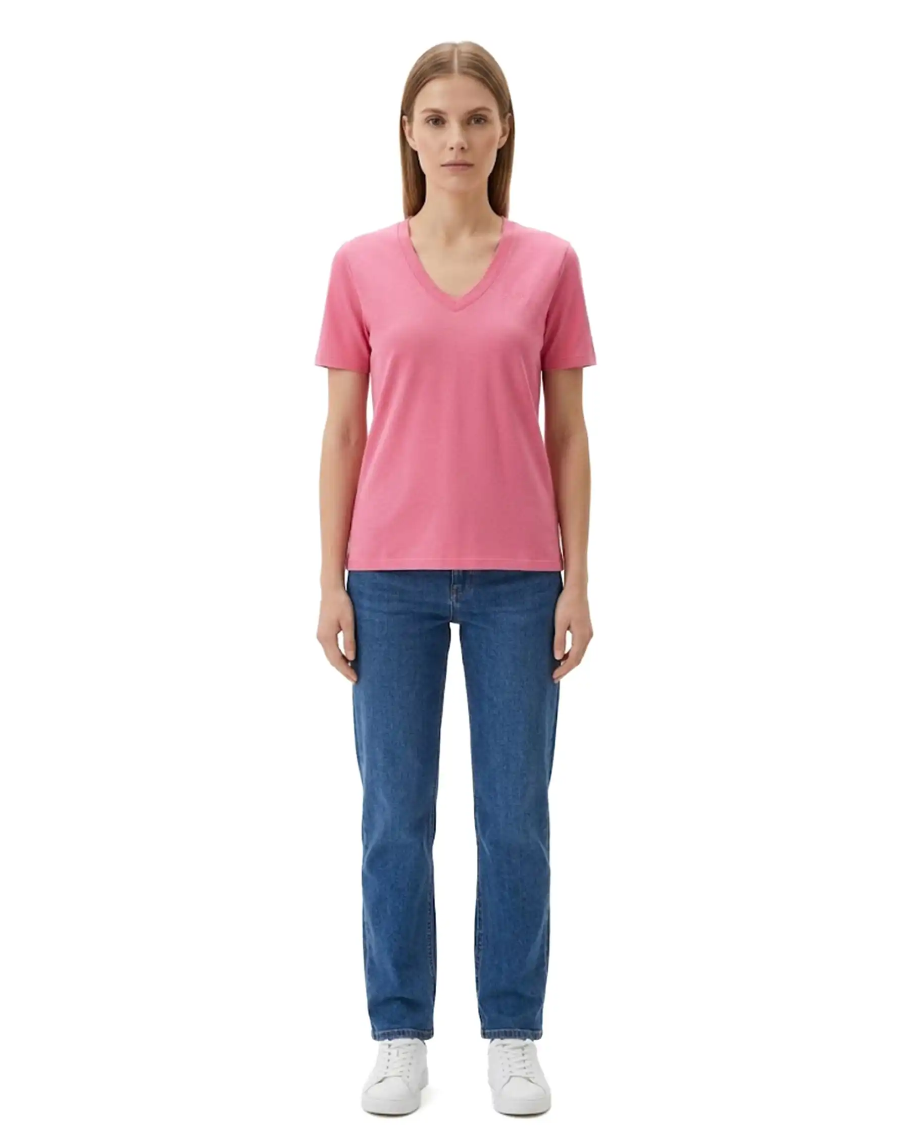 SUN 68 T-SHIRT V NECK PIQUET FUCSIA