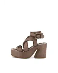 MOU SANDALI LACE-UP MARRONE