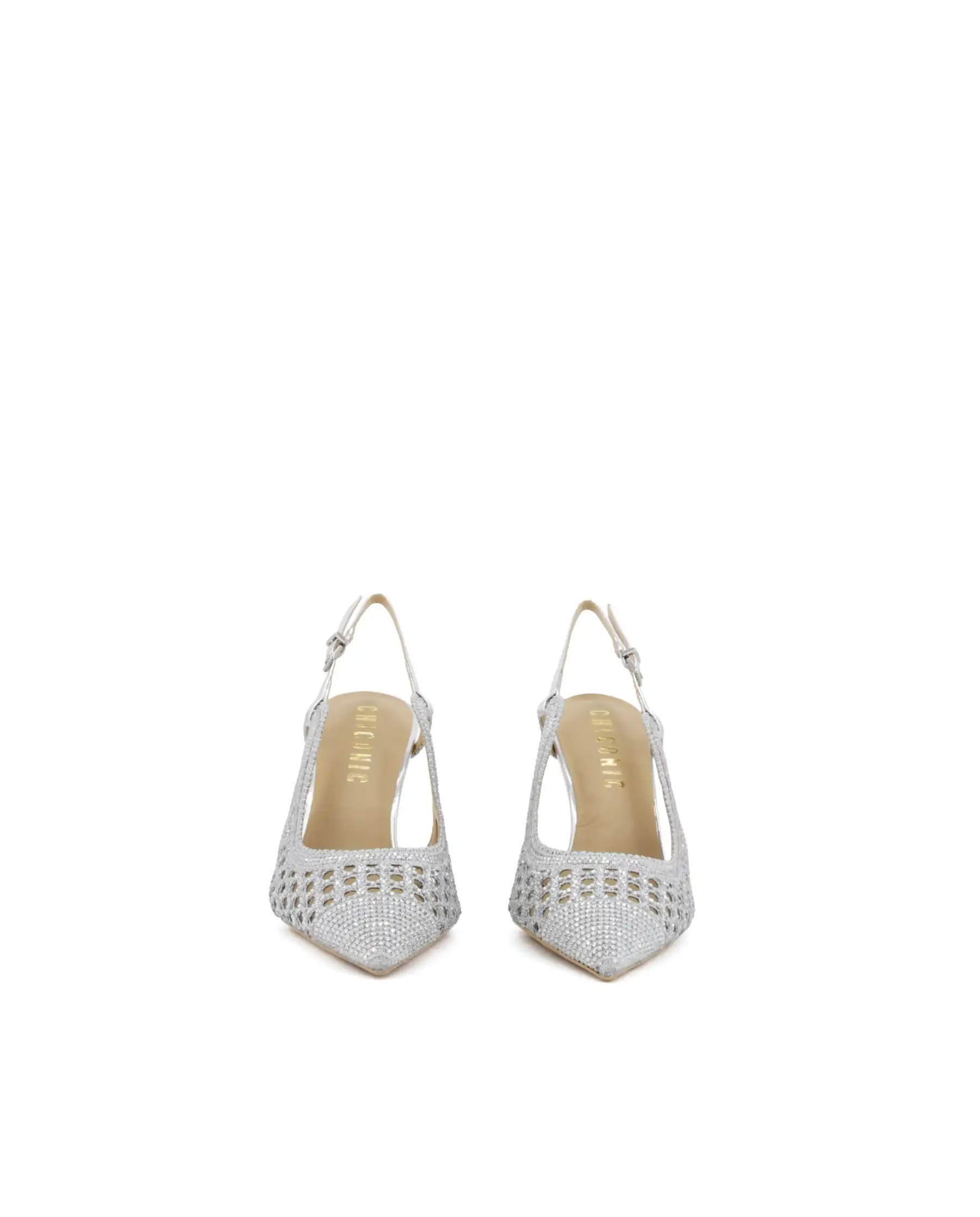 CHICONIC SLING BACK STRASS ARGENTO