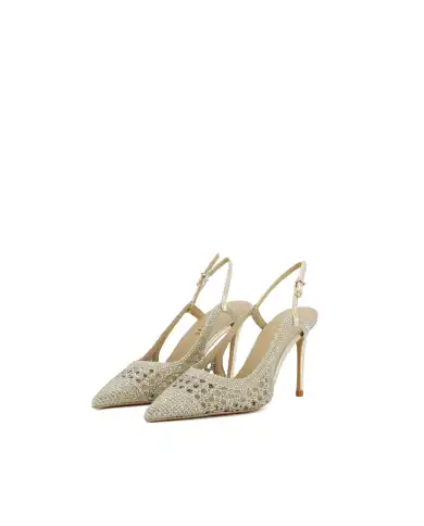CHICONIC SLING BACK STRASS PLATINO