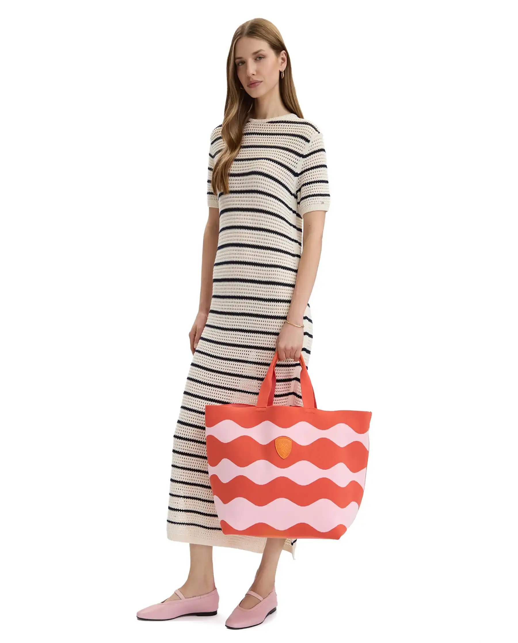 BLAUER BORSA BASKET ARANCIONE