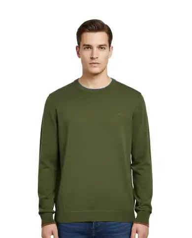 SUN 68 MAGLIONE SWEATER NECK DOUBLE VERDE MILITARE