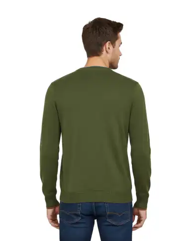 SUN 68 MAGLIONE SWEATER NECK DOUBLE VERDE MILITARE