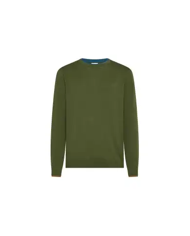 SUN 68 MAGLIONE SWEATER NECK DOUBLE VERDE MILITARE