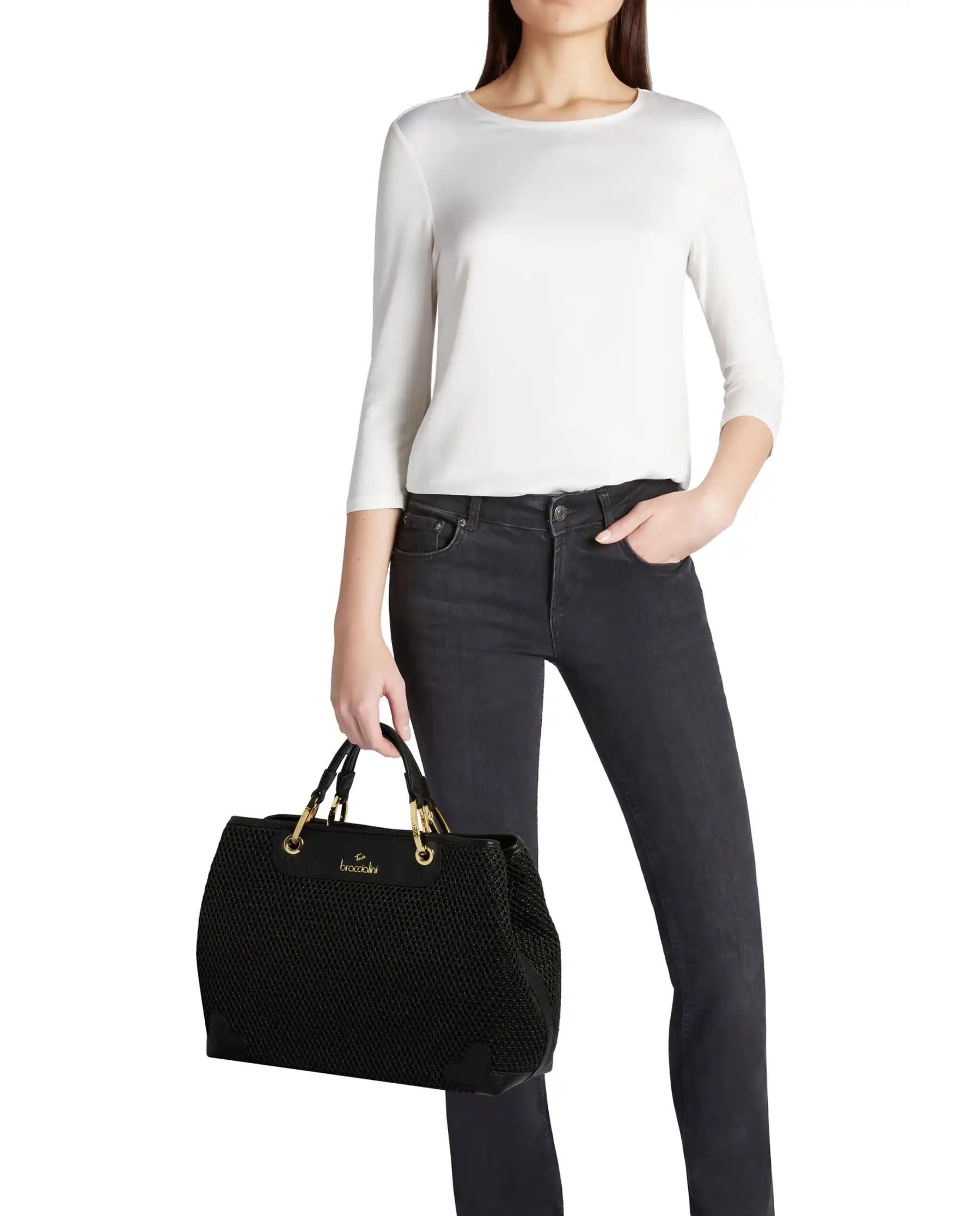 BRACCIALINI BORSA BETH TRICOT NERO