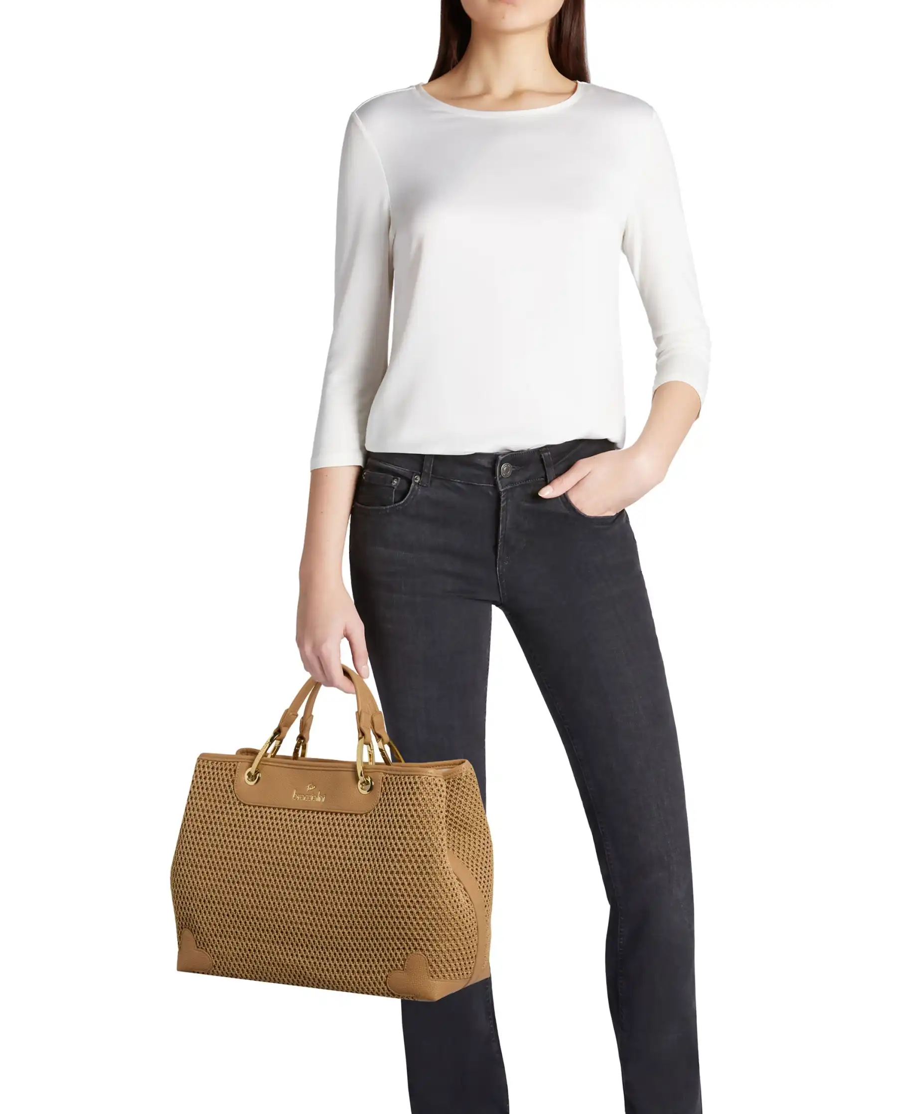 BRACCIALINI BORSA BETH TRICOT CAMMELLO