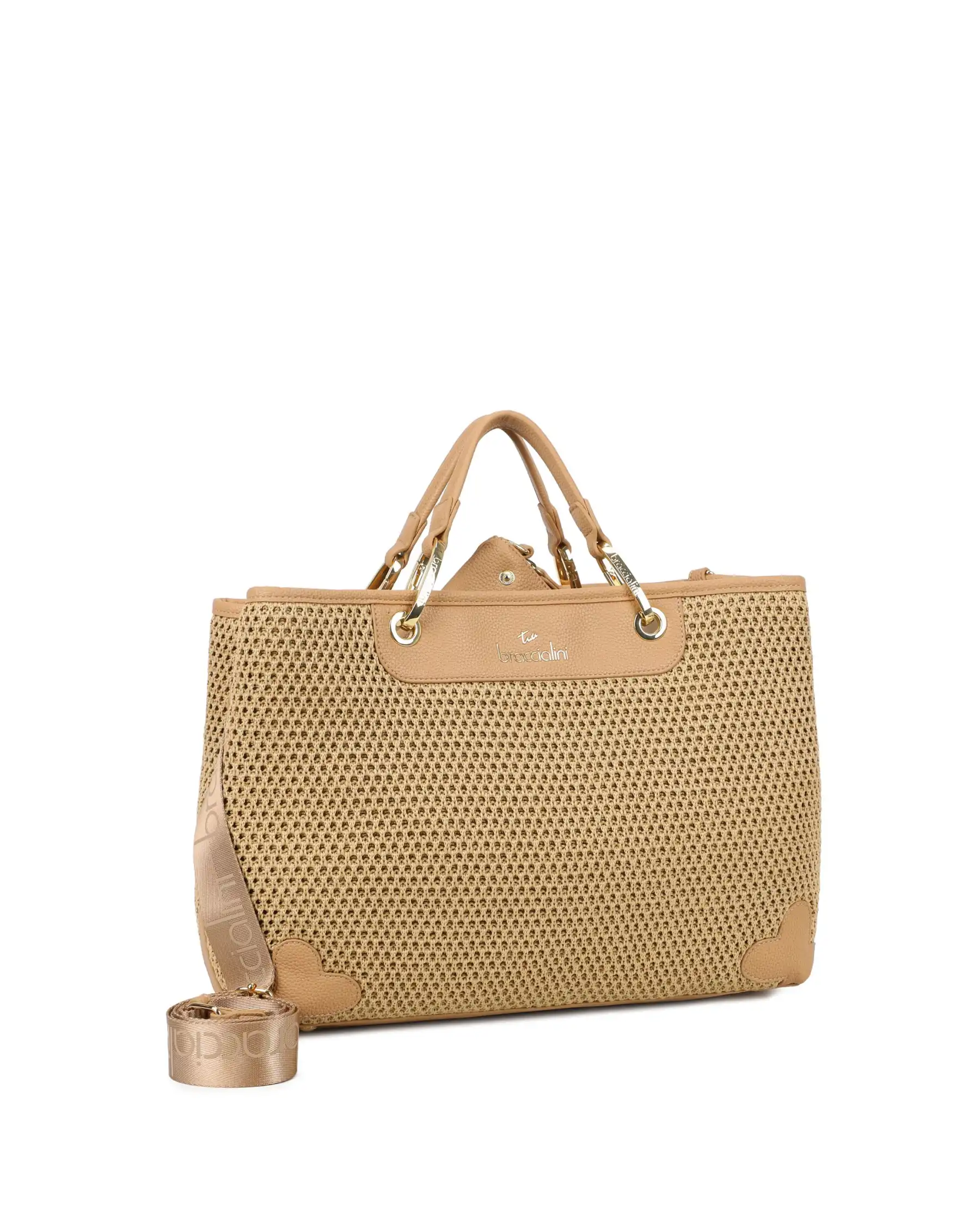 BRACCIALINI BORSA BETH TRICOT CAMMELLO
