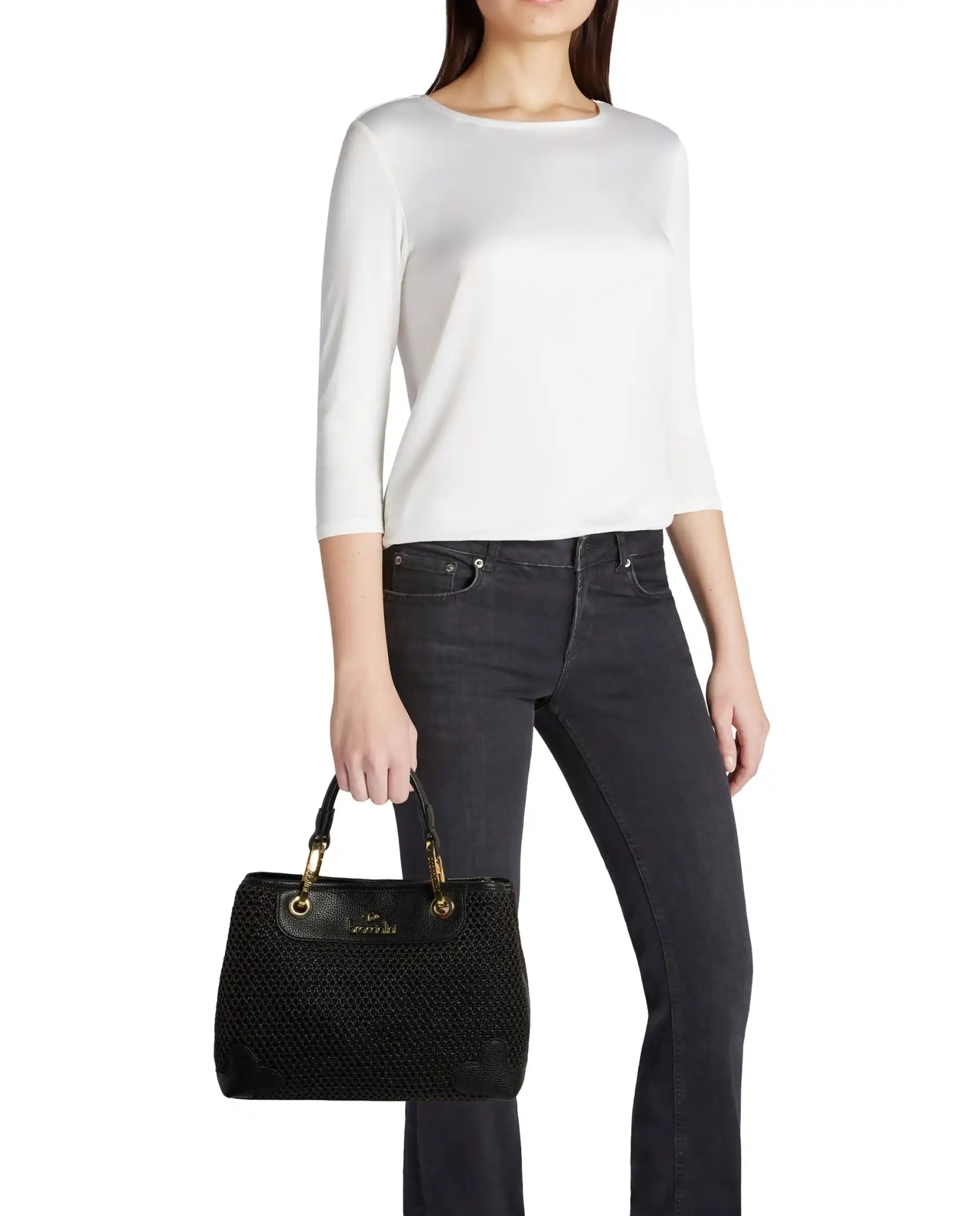 BRACCIALINI BORSA BETH TRICOT NERO