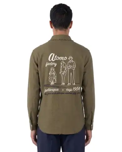ATOMO FACTORY CAMICIA RICAMATA VERDE MILITARE
