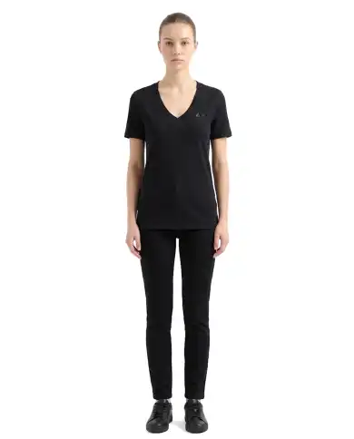 SUN 68 T-SHIRT V NECK PIQUET NERO