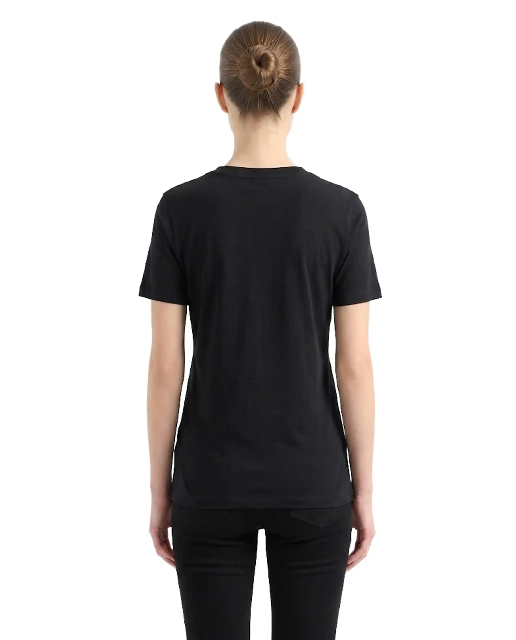 SUN 68 T-SHIRT V NECK PIQUET NERO