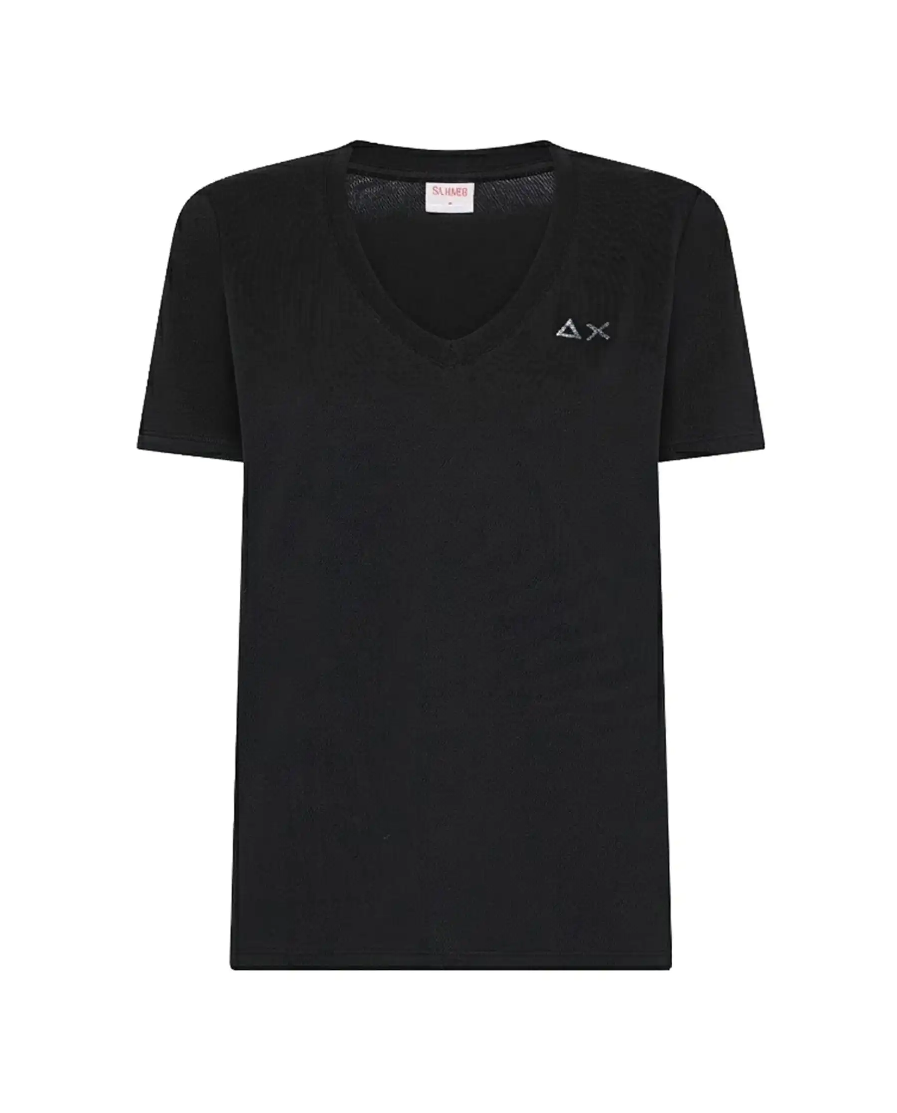 SUN 68 T-SHIRT V NECK PIQUET NERO