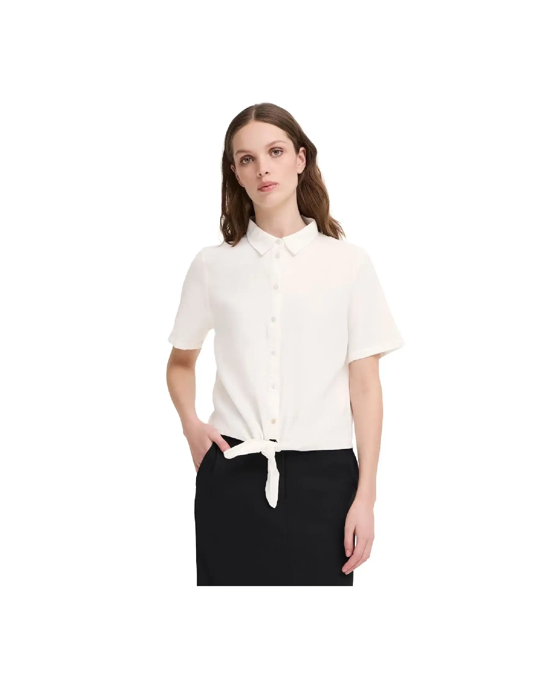 ICHI CAMICIA LINNO BIANCO