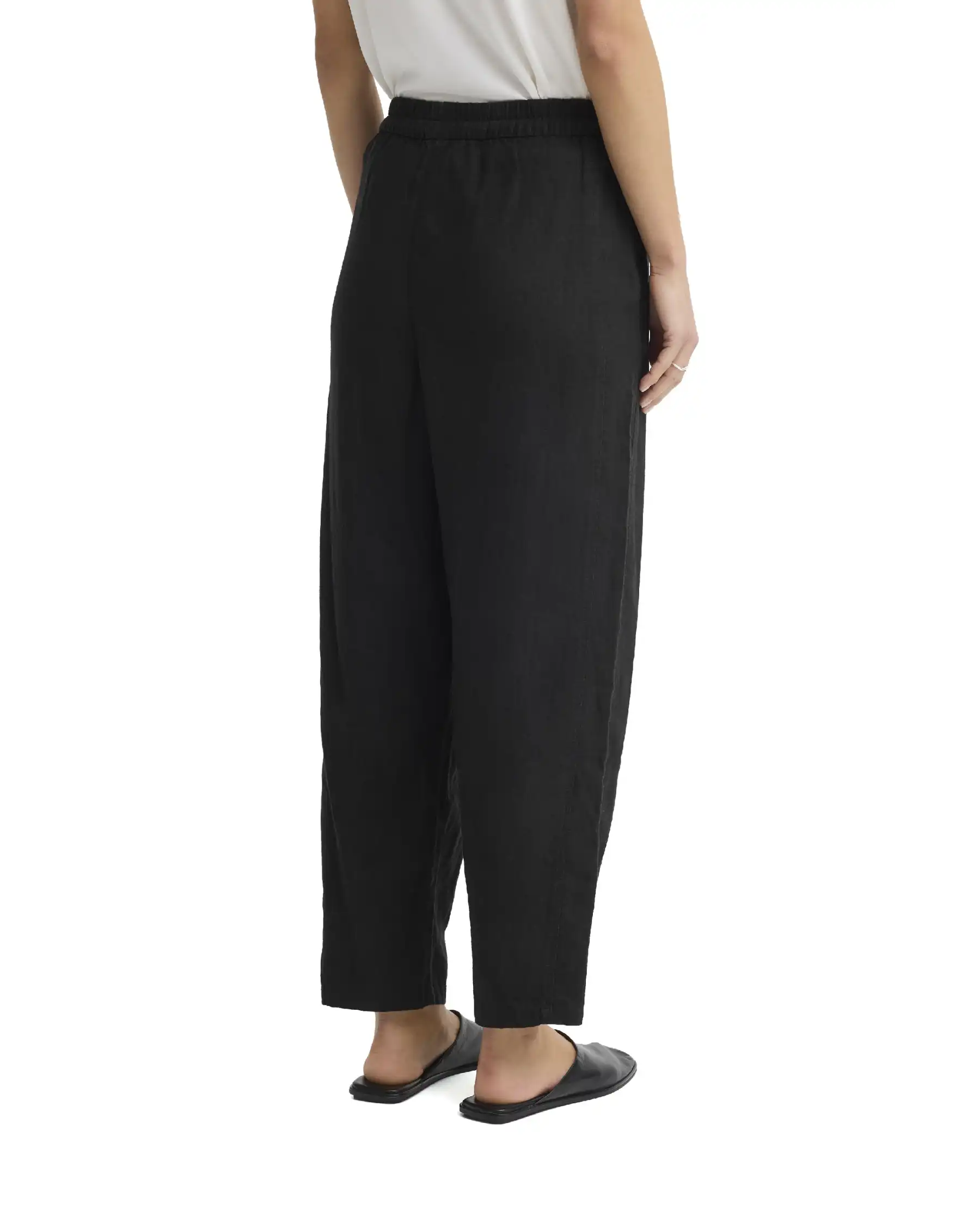 ICHI PANTALONI LINNO BARREL NERO