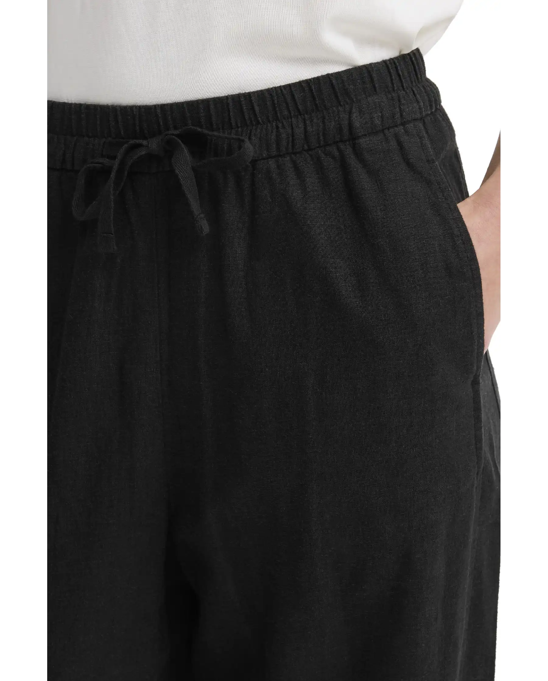 ICHI PANTALONI LINNO BARREL NERO