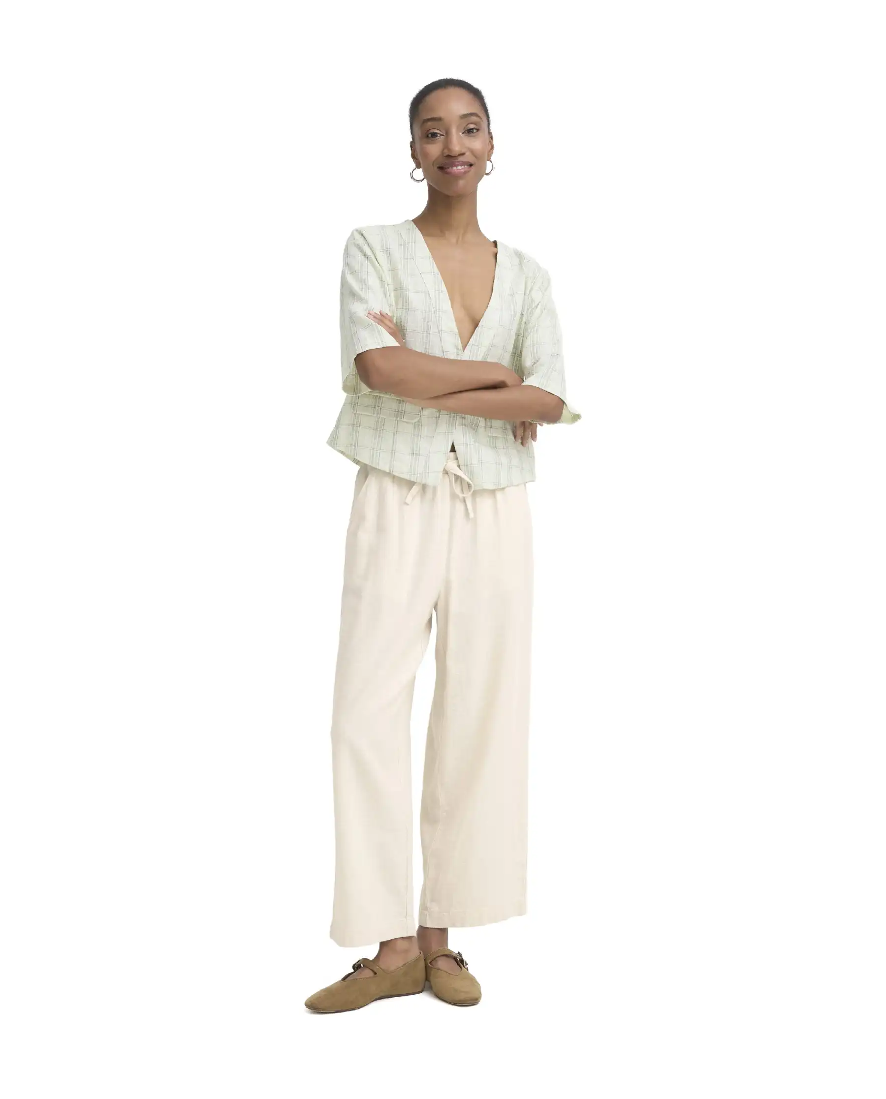 ICHI PANTALONI LINNO BEIGE