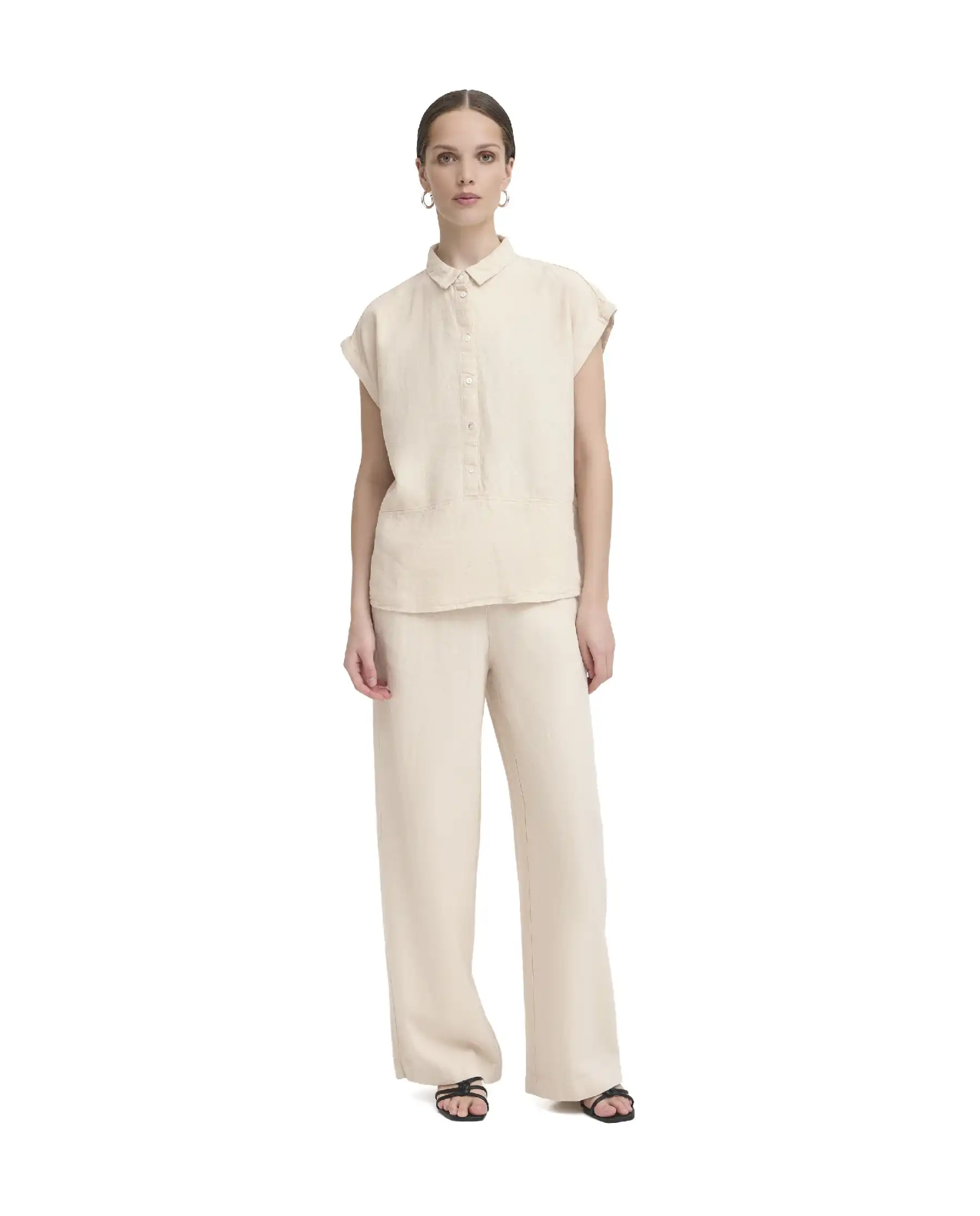 ICHI CAMICIA LINNO BEIGE