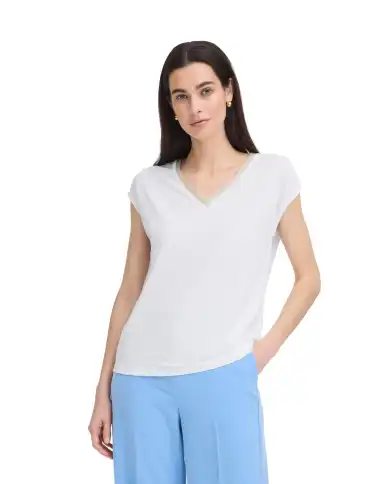 B.YOUNG T-SHIRT PERL LUREX BIANCO