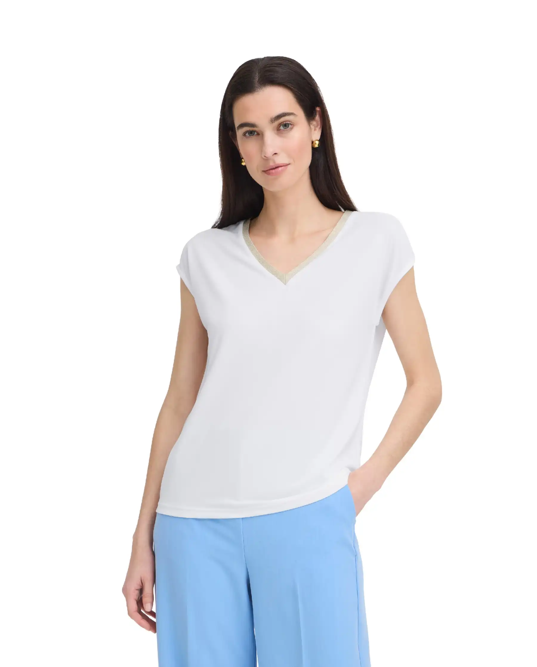 B.YOUNG T-SHIRT PERL LUREX BIANCO