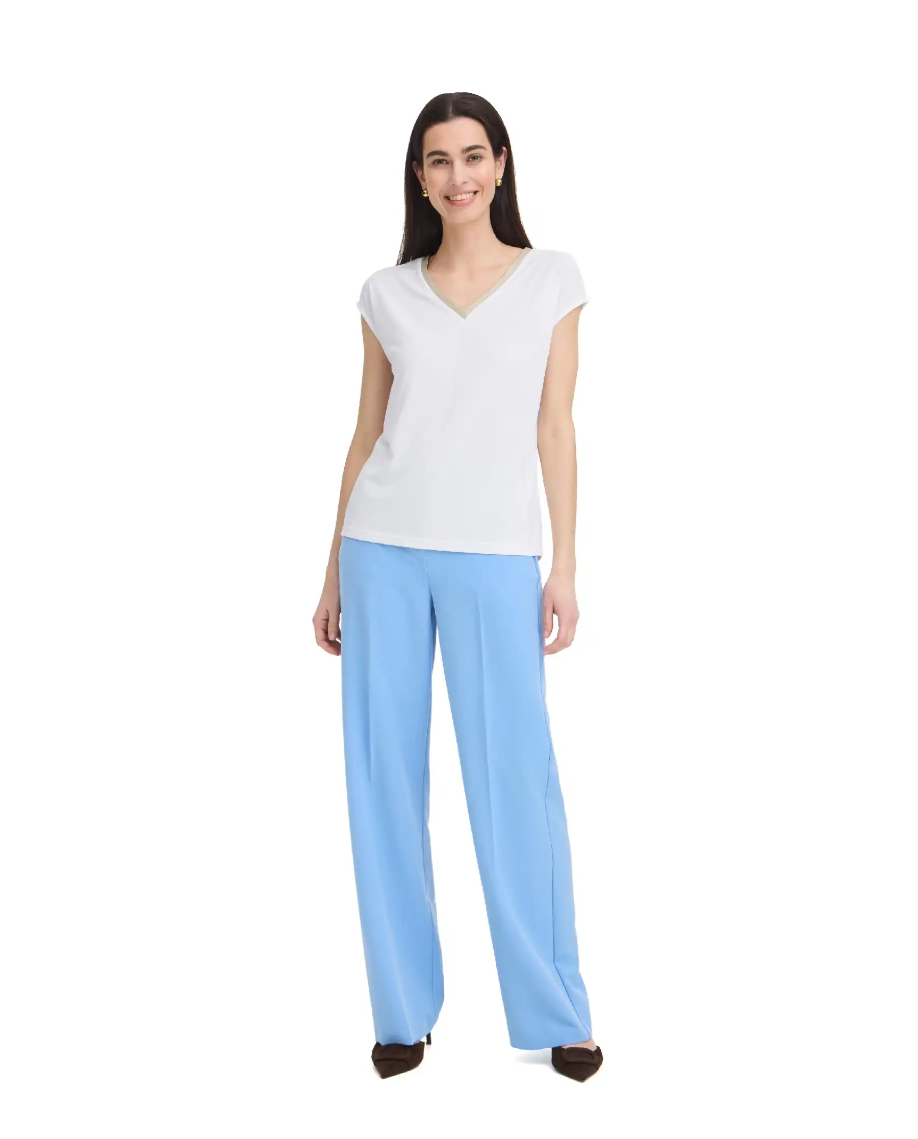 B.YOUNG T-SHIRT PERL LUREX BIANCO