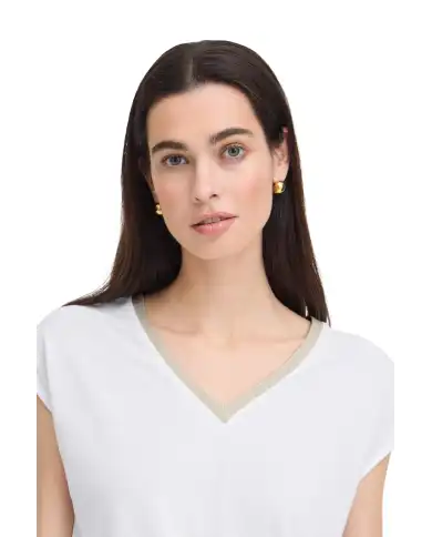 B.YOUNG T-SHIRT PERL LUREX BIANCO