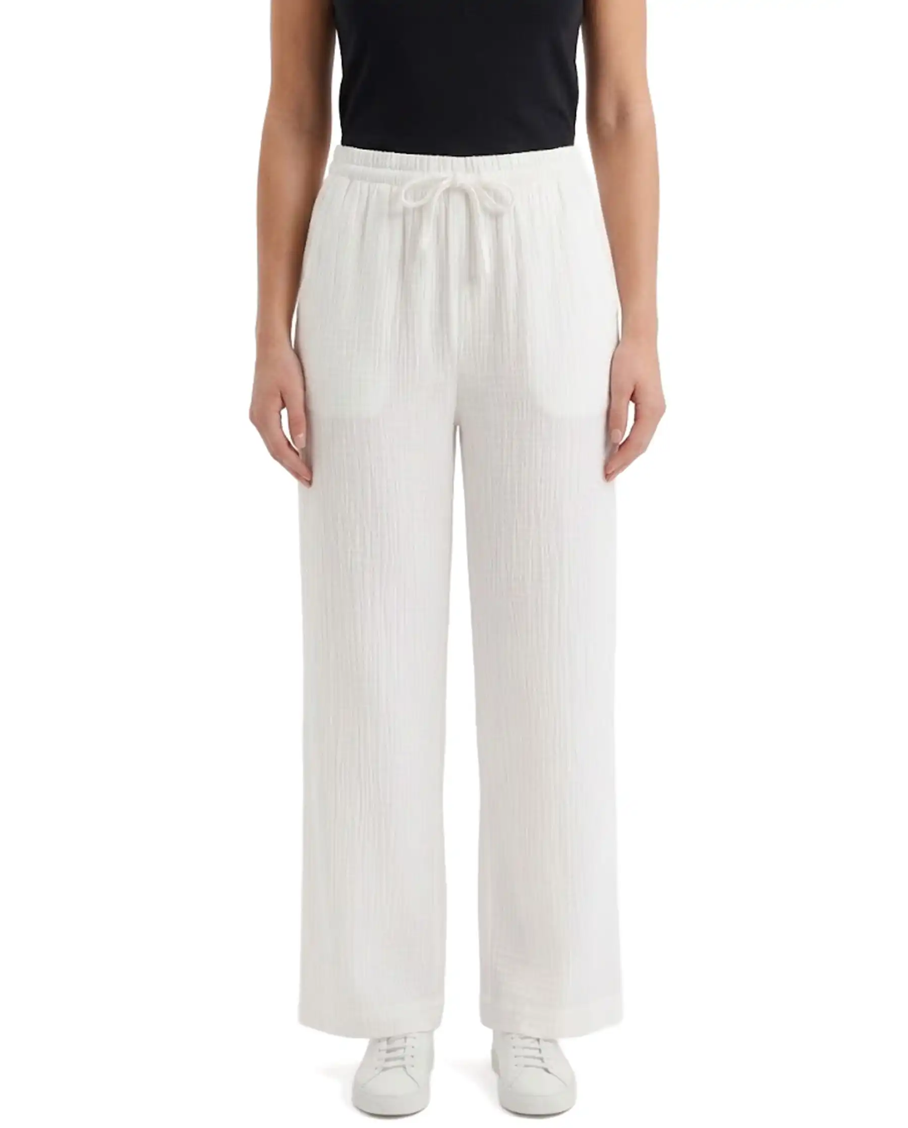 ICHI PANTALONI FOXA BARREL BIANCO