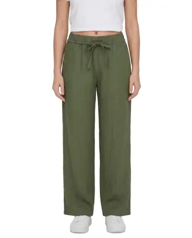 ICHI PANTALONI FOXA BARREL VERDE SCURO