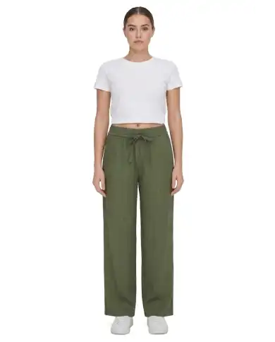 ICHI PANTALONI FOXA BARREL VERDE SCURO