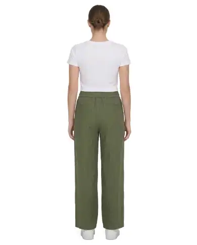 ICHI PANTALONI FOXA BARREL VERDE SCURO