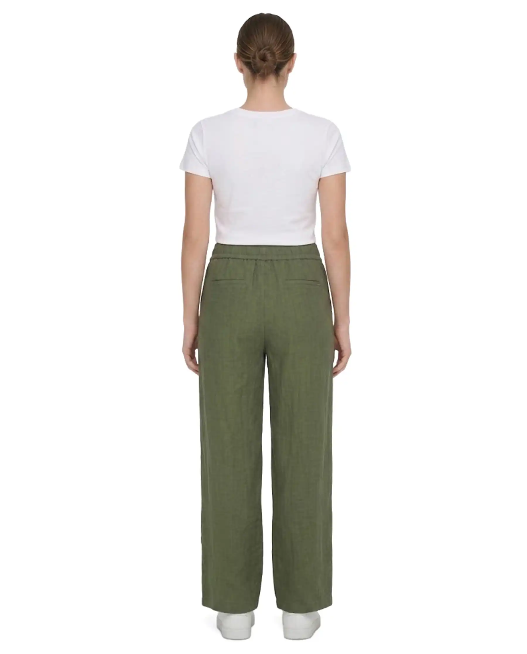 ICHI PANTALONI FOXA BARREL VERDE SCURO