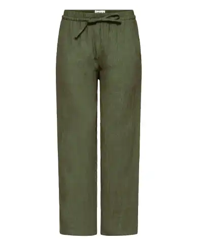 ICHI PANTALONI FOXA BARREL VERDE SCURO