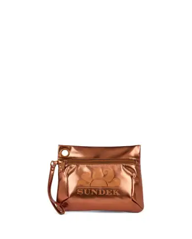 SUNDEK POCHETTE LAMINATED CLUTCH BRONZO