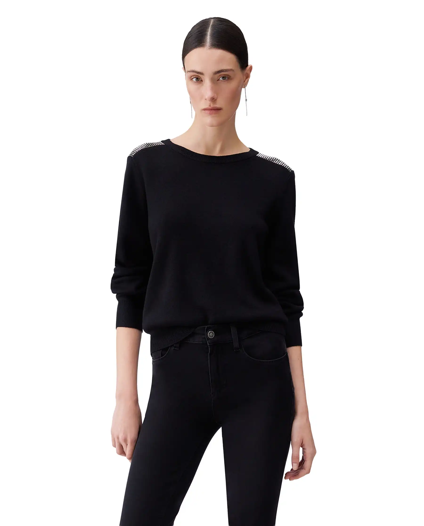 LIU JO MAGLIA CON PERLINE NERO