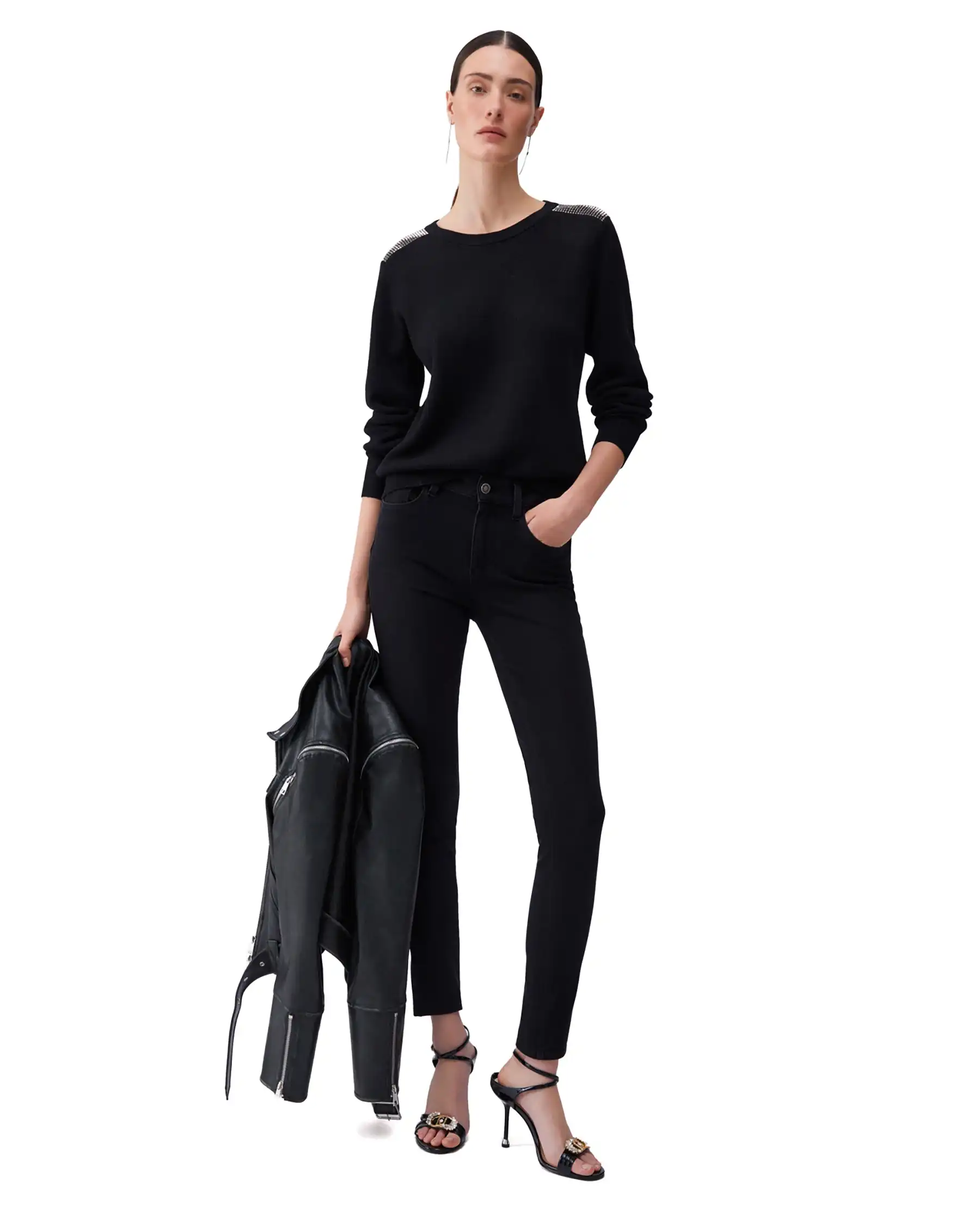 LIU JO MAGLIA CON PERLINE NERO