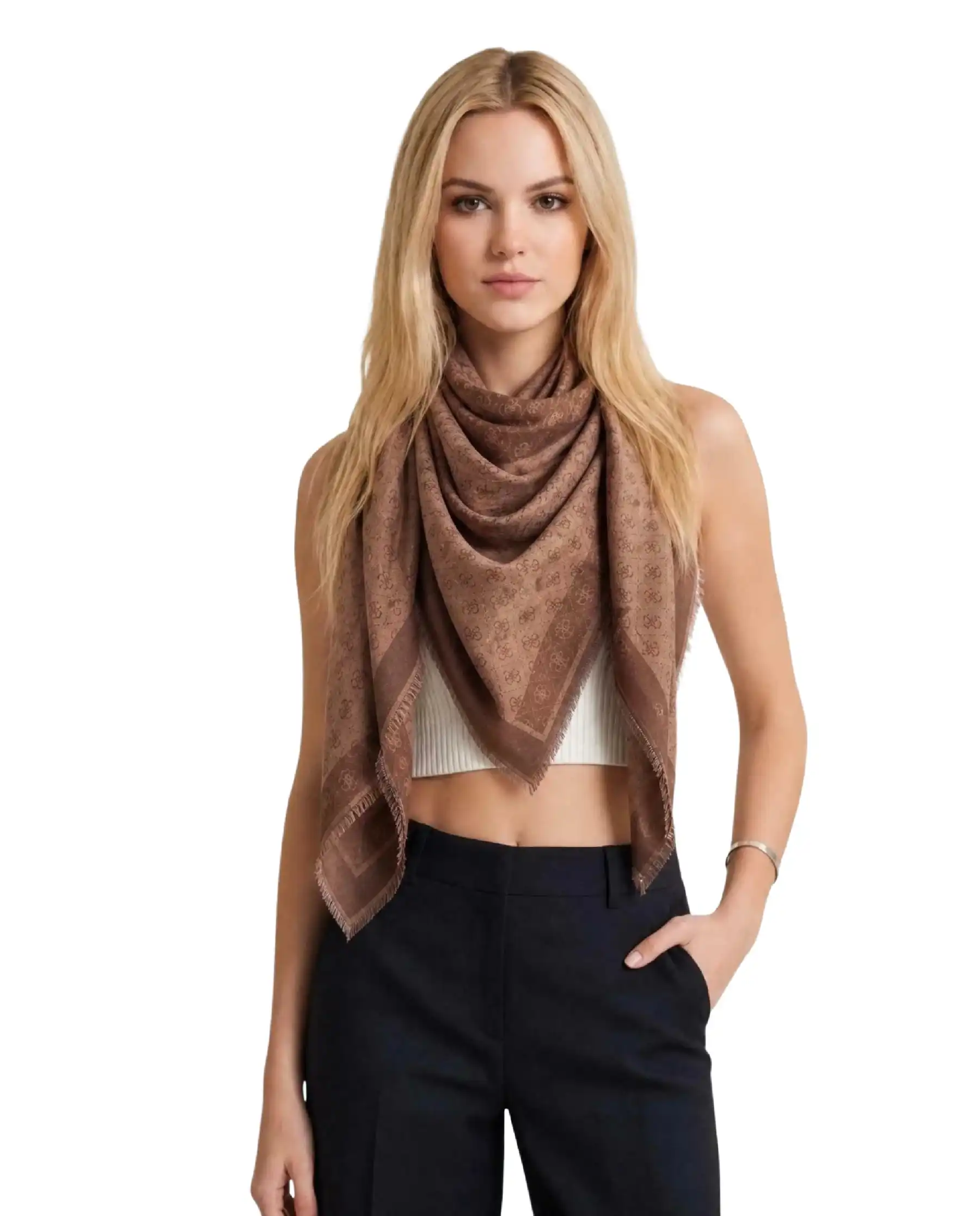 GUESS FOULARD LINDSEY JACQUARD MARRONE